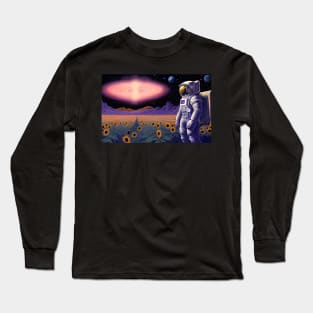 Astronaut Sunflower planet land Long Sleeve T-Shirt